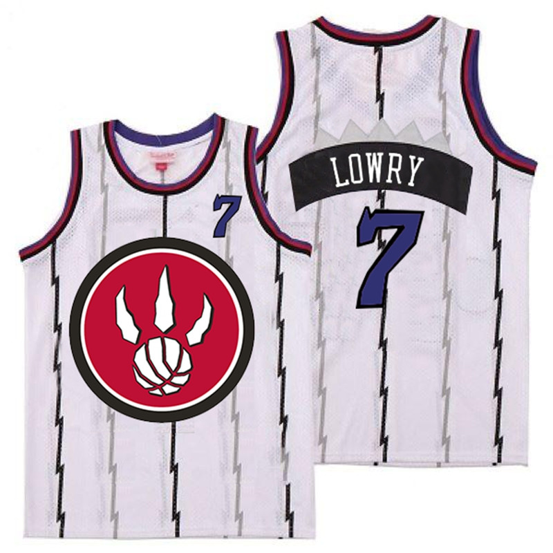 Raptors 7 Kyle Lowry White Red Big Logo Retro Jersey