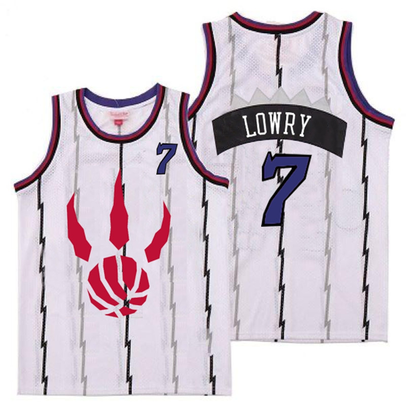 Raptors 7 Kyle Lowry White Throwback Jerseys