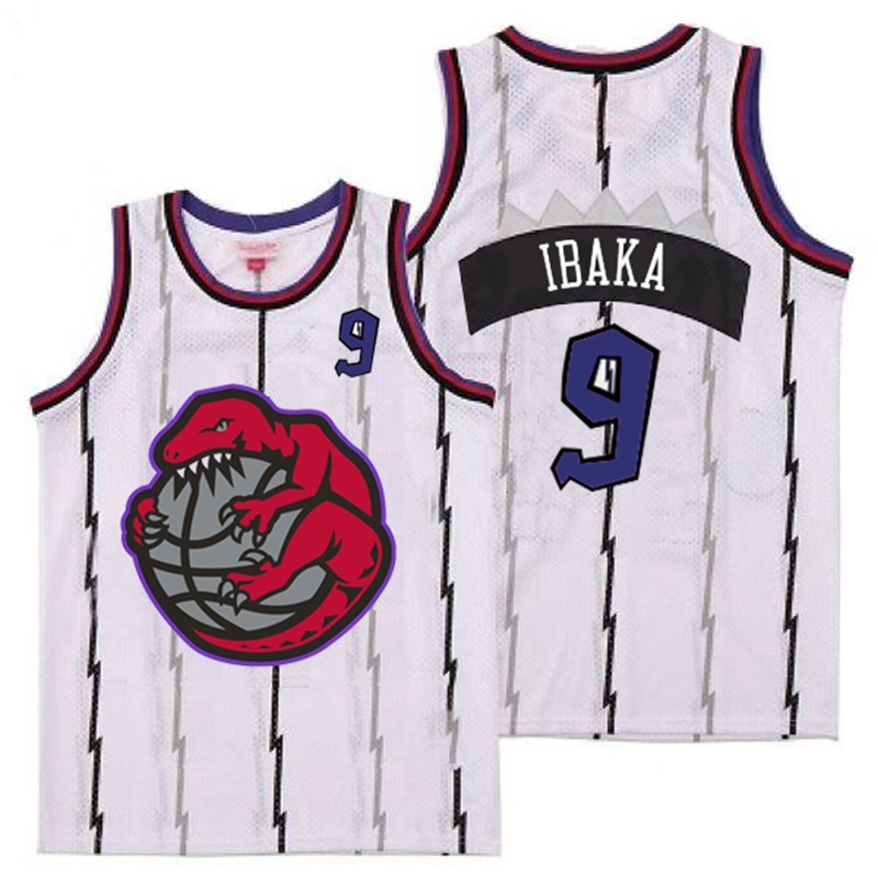 Raptors 9 Serge Ibaka White Retro Jerseys