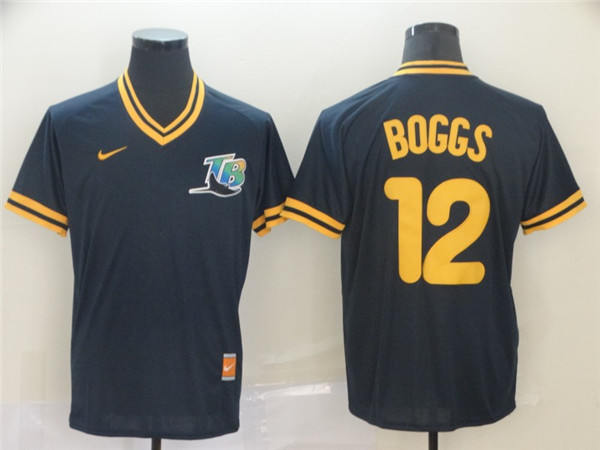 Rays 12 Wade Boggs Navy Throwback Jersey