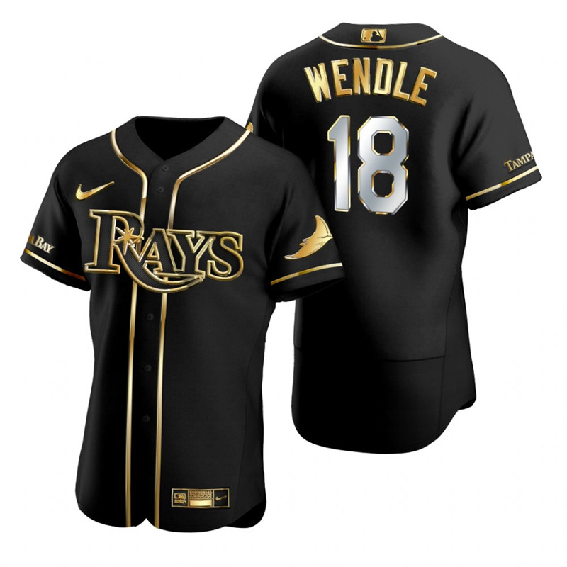 Rays 18 Joey Wendle Black Gold 2020 Nike Flexbase Jersey