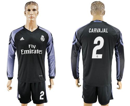 Real Madrid 2 Carvajal Sec Away Long Sleeves Soccer Club Jersey