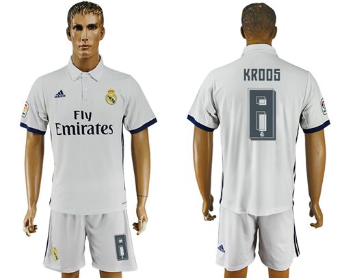 Real Madrid 8 Kroos White Home Soccer Club Jersey