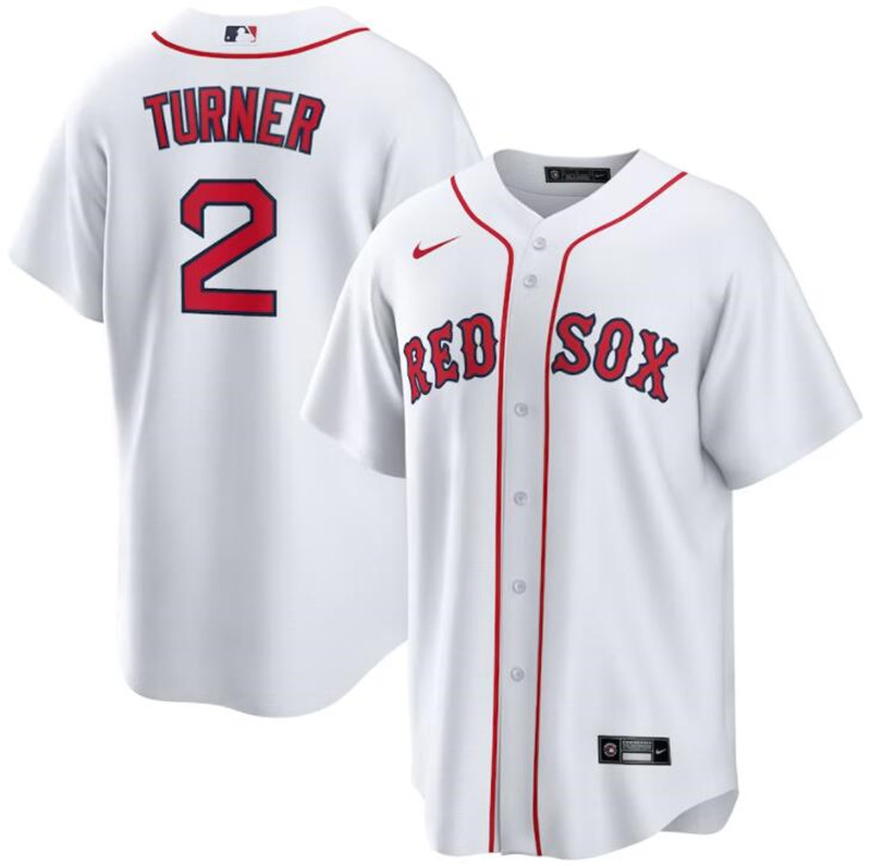 Red 2 Sox Justin Turner Nike White Cool Base Jersey