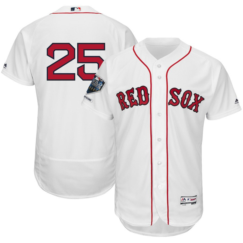 Red Sox 25 Steve Pearce White 2018 World Series Champions Home Flexbase Player Jersey