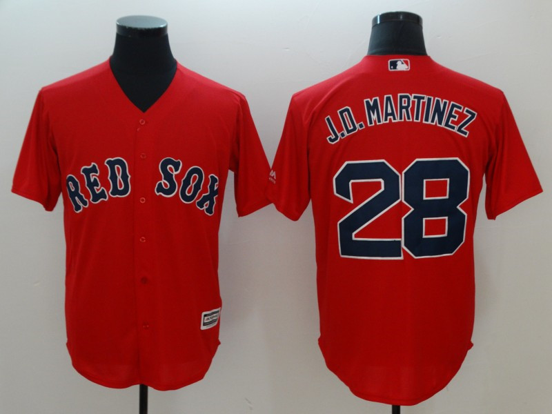 Red Sox 28 J.D. Martinez Red Cool Base Jersey