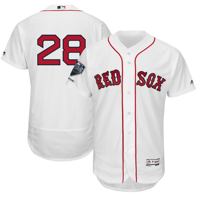 Red Sox 28 J.D. Martinez White 2018 World Series Champions Home FlexBase Player Jersey