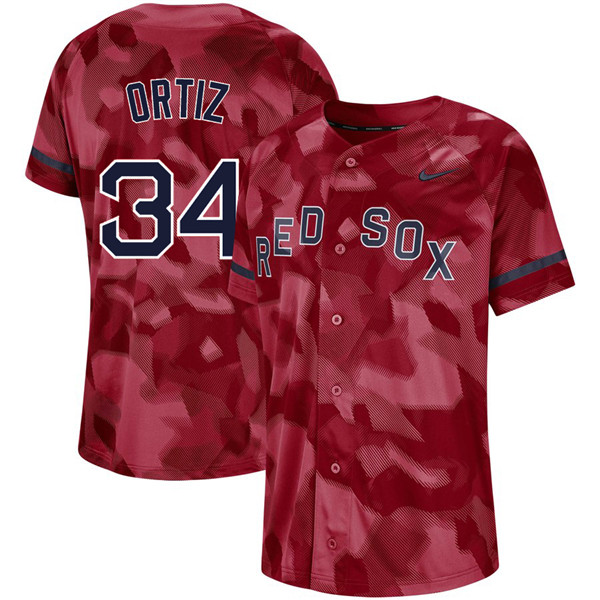 Red Sox 34 David Ortiz Red Camo Fashion Jersey