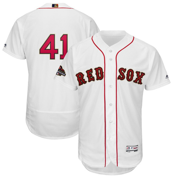 Red Sox 41 Chris Sale White Youth 2019 Gold Program FlexBase Jersey