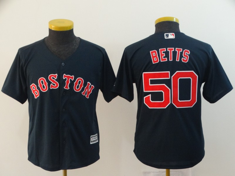 Red Sox 50 Mookie Betts Navy Youth Cool Base Jersey