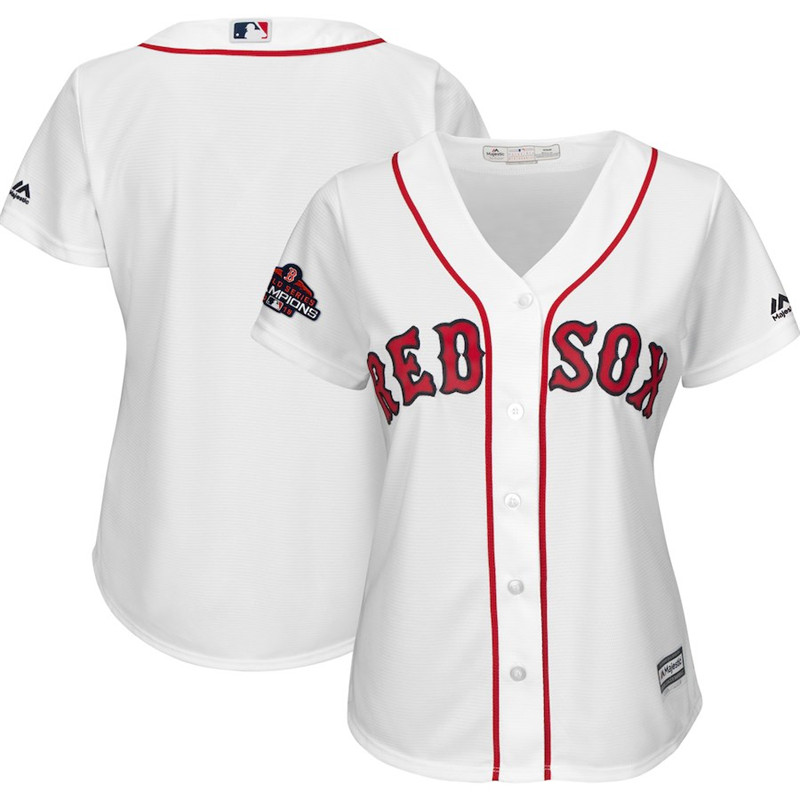 Red Sox Blank White Women 2018 World Series Champions Team Logo Jersey