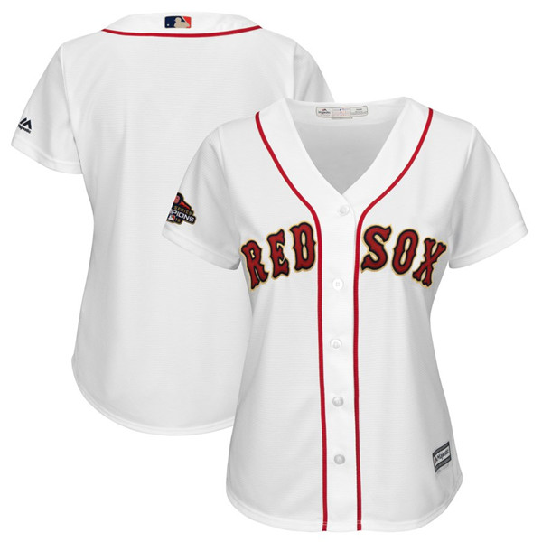 Red Sox Blank White Women 2019 Gold Program Cool Base Jersey