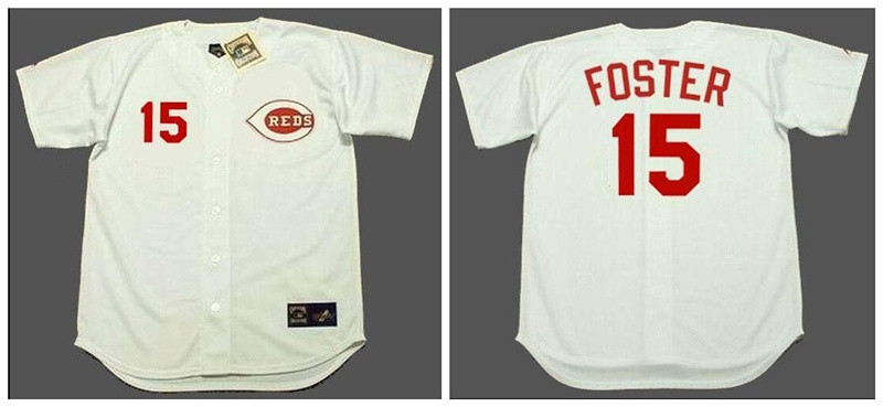 Reds 15 George Foster White 1971's Throwback Cool Base Jersey