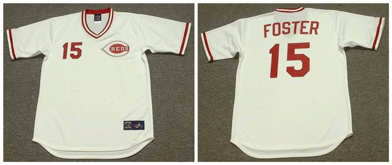 Reds 15 George Foster White 1975's Throwback Cool Base Jersey