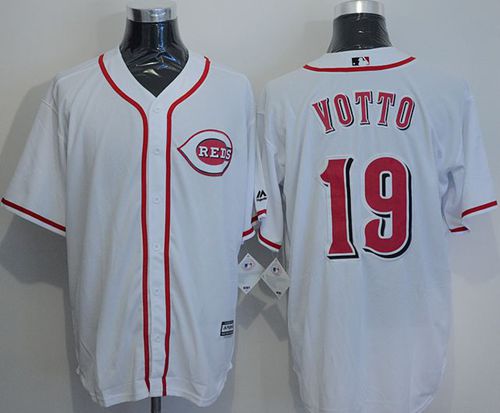 Reds 19 Joey Votto White New Cool Base Stitched MLB Jersey