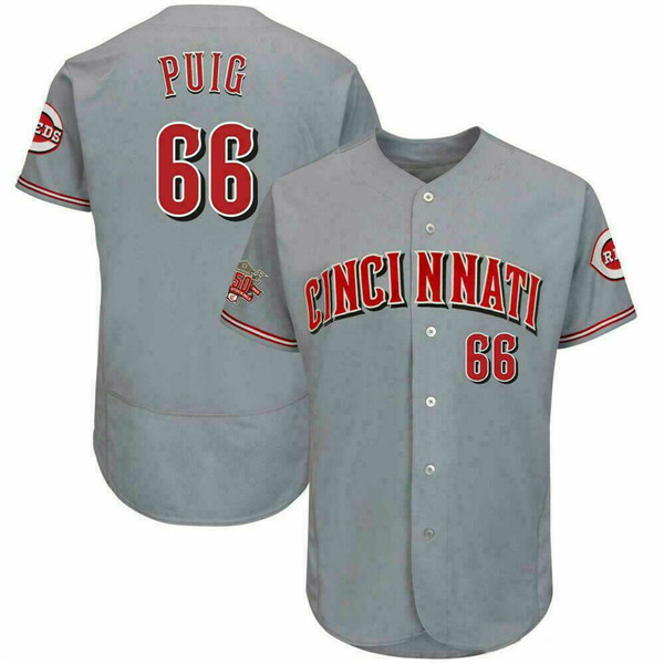 Reds 66 Yasiel Puig Gray 150th Anniversary FlexBase Jersey