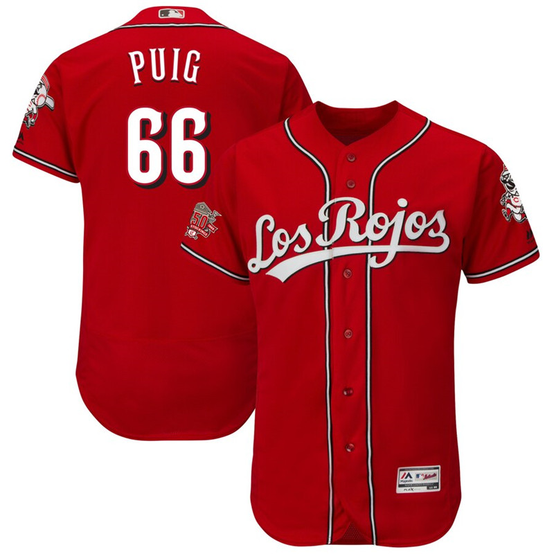 Reds 66 Yasiel Puig Scarlet 150th Anniversary FlexBase Jersey