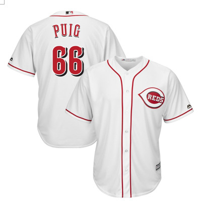 Reds 66 Yasiel Puig White Cool Base Jersey