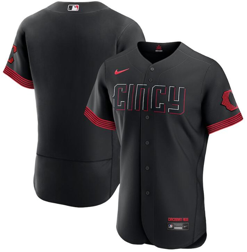 Reds Blank Black Nike 2023 City Connect Flexbase Jersey