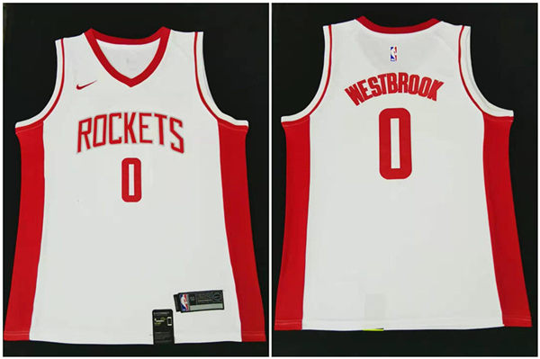 Rockets 0 Russell Westbrook White Nike Swingman Jersey