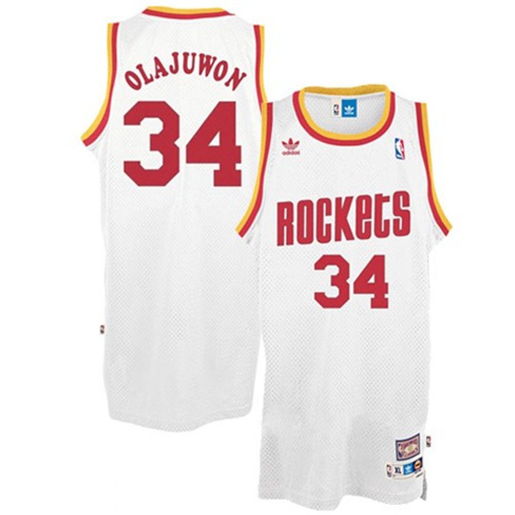 Houston Rockets #34 Hakeem Olajuwon White Hardwood Classics Swingman Throwback Jersey
