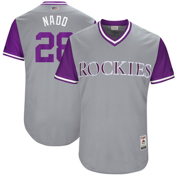 Rockies 28 Nolan Arenado Nado Majestic Gray 2017 Players Weekend Jersey