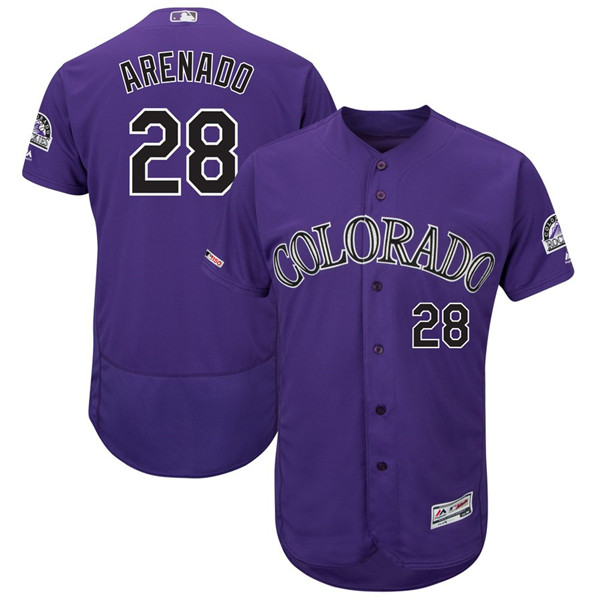 Rockies 28 Nolan Arenado Purple 150th Patch Flexnase Jersey