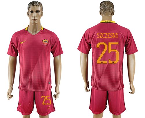 Roma 25 Szczesny Red Home Soccer Club Jersey