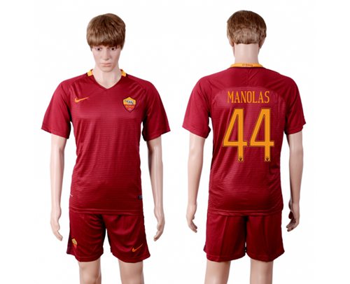 Roma 44 Manolas Red Home Soccer Club Jersey