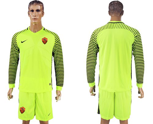 Roma Blank Green Goalkeeper Long Sleeves Soccer Club Jersey