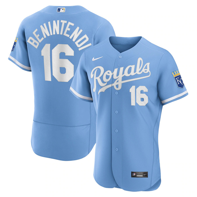 Royals 16 Andrew Benintendi Light Blue Nike 2022 Alternate Flexbase Jersey