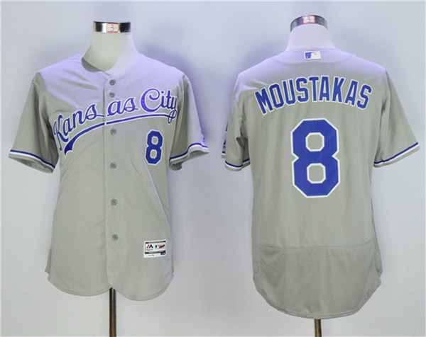 Royals 8 Mike Moustakas Gray Flexbase Jersey