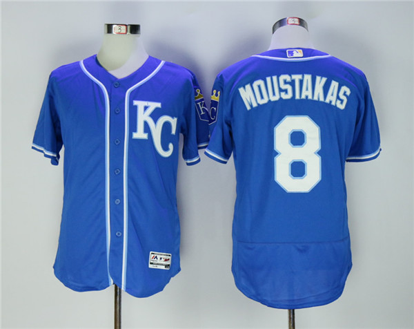 Royals 8 Mike Moustakas Royal Flexbase Jersey