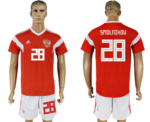 Russia 28 SMOLNIKOV Home 2018 FIFA World Cup Soccer Jersey