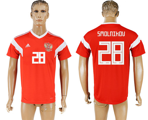 Russia 28 SMOLNIKOV Home 2018 FIFA World Cup Thailand Soccer Jersey