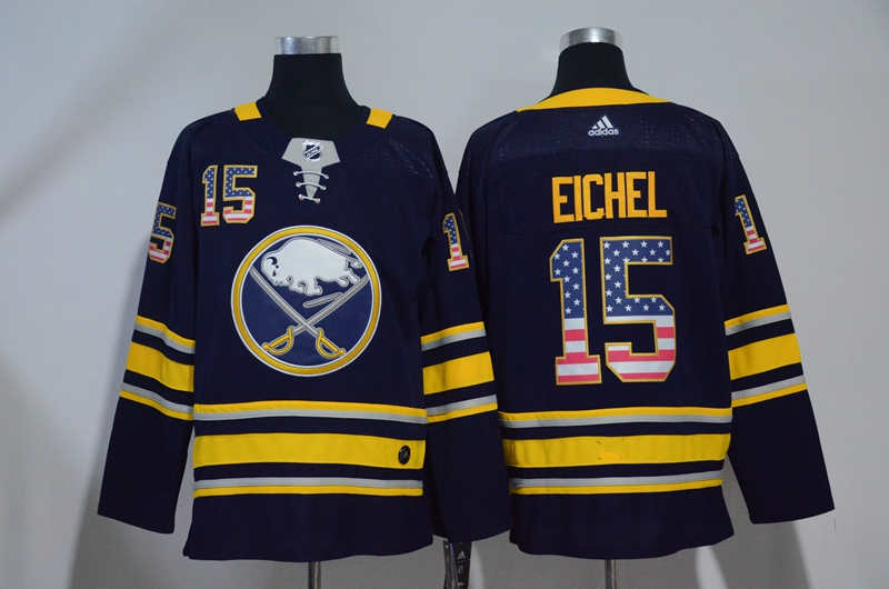 Sabres 15 Jack Eichel Navy USA Flag  Jersey