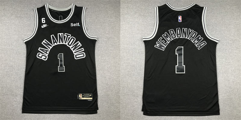 San Antonio Spurs 2023 Victor Wembanyama 1 Black Jersey