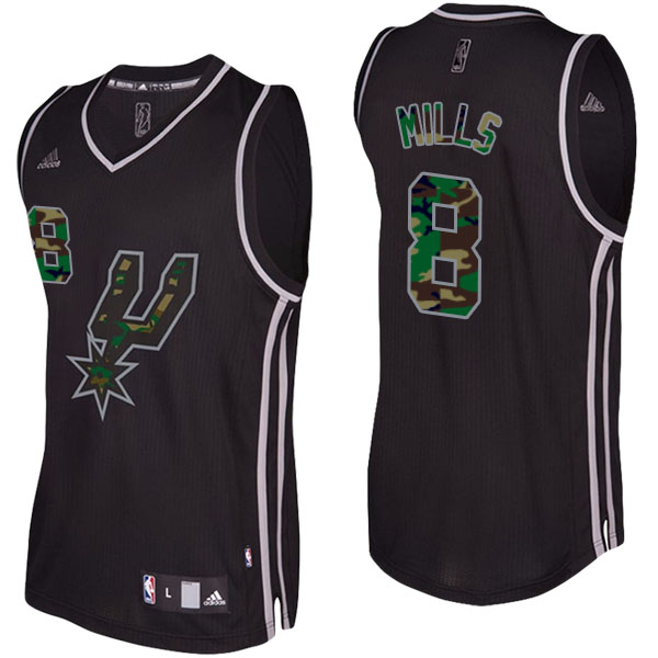 San Antonio Spurs Patty Mills Camo Fashion Swingman Black Jersey