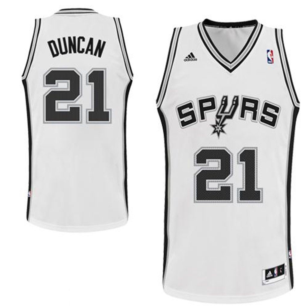 San Antonio Spurs #21 Tim Duncan Revolution 30 Swingman Home White Jersey