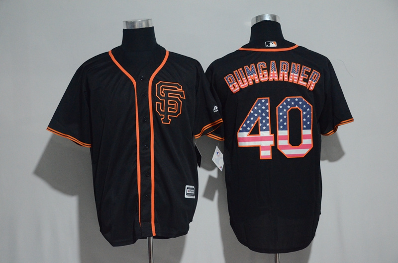 San Francisco Giants 40 Madison Bumgarner Black Flexbase USA Flag Fashion MLB Jersey