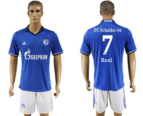 Schalke 04 7 Raul Blue Home Soccer Club Jersey