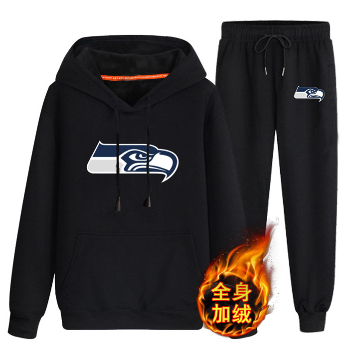 Seattle Seahawks Black Plus Velvet Pullover Hoodie & Pant