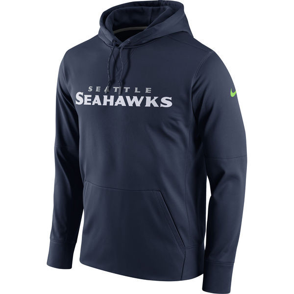 Seattle Seahawks  Circuit Wordmark Essential Performance Pullover Hoodie Navy