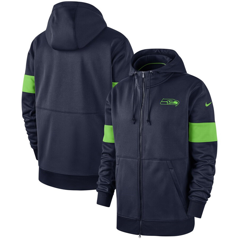 Seattle Seahawks Nike Sideline Performance Full Zip Hoodie College Navy