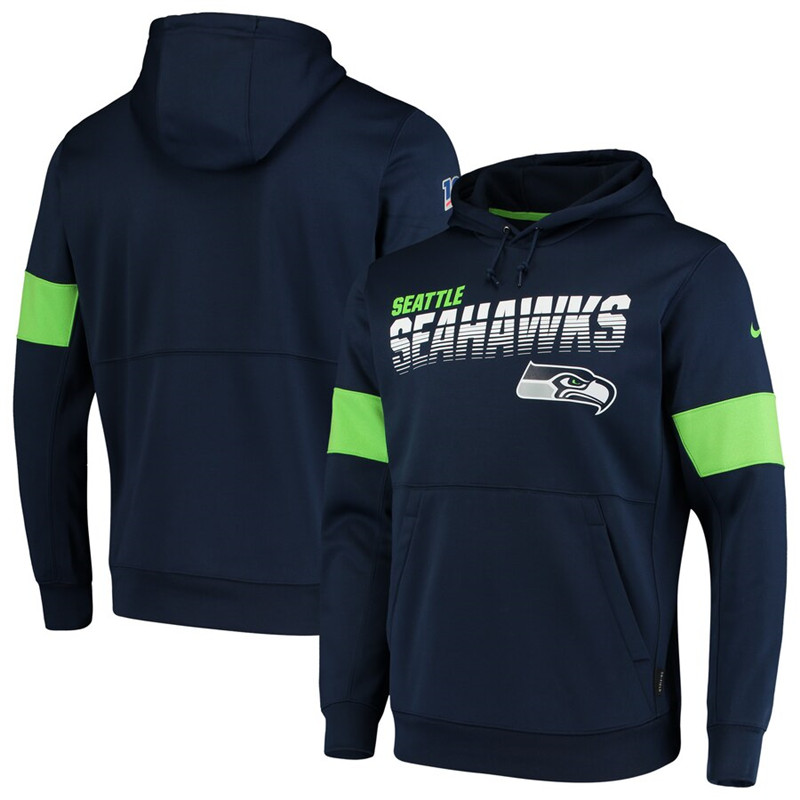 Seattle Seahawks Nike Sideline Team Logo Performance Pullover Hoodie College Navy