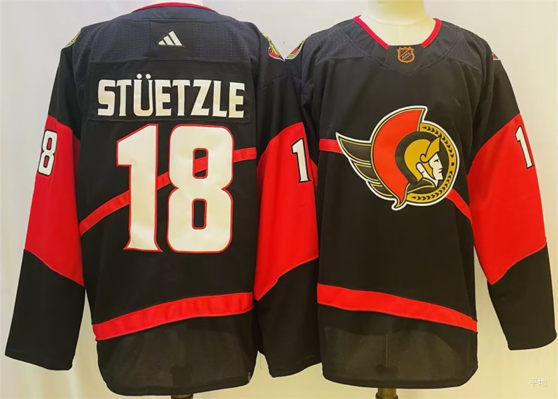 Senators 18 Tim Stutzle Black Reverse Retro Adidas Jersey