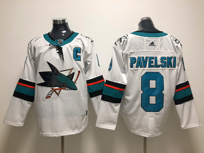 Sharks 8 Joe Pavelski White  Jersey