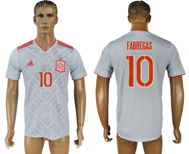 Spain 10 FABREGAS Away 2018 FIFA World Cup Thailand Soccer Jersey