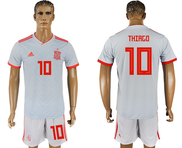 Spain 10 THIAGO Away 2018 FIFA World Cup Soccer Jersey