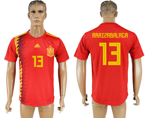 Spain 13 ARRIZABALAGA Home 2018 FIFA World Cup Thailand Soccer Jersey